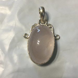 Silver Pendant with Rose Quartz Stone